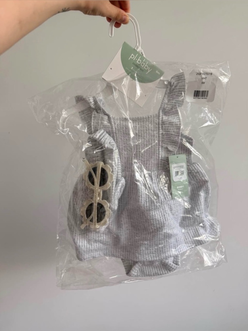 pl baby Soft Grey Bodysuit Dress Baby Sunglasses And Headband Set